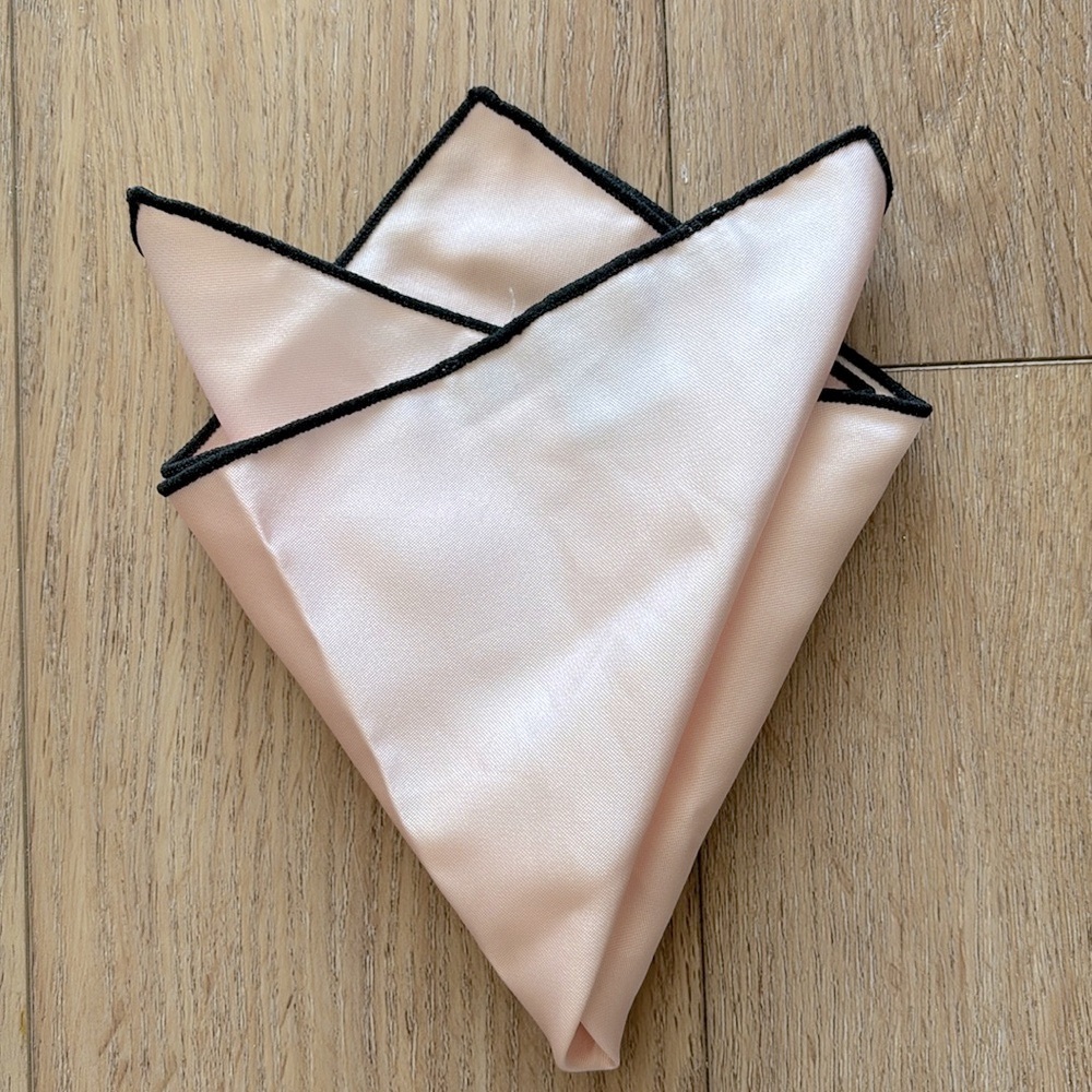 🇨🇦Le Château Pink Pocket Square with Black Edge